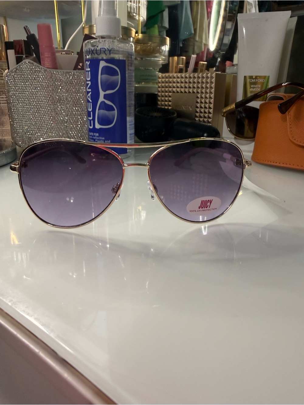 Juicy Couture Gold Frame Sunglasses with Purple Gradient Lenses